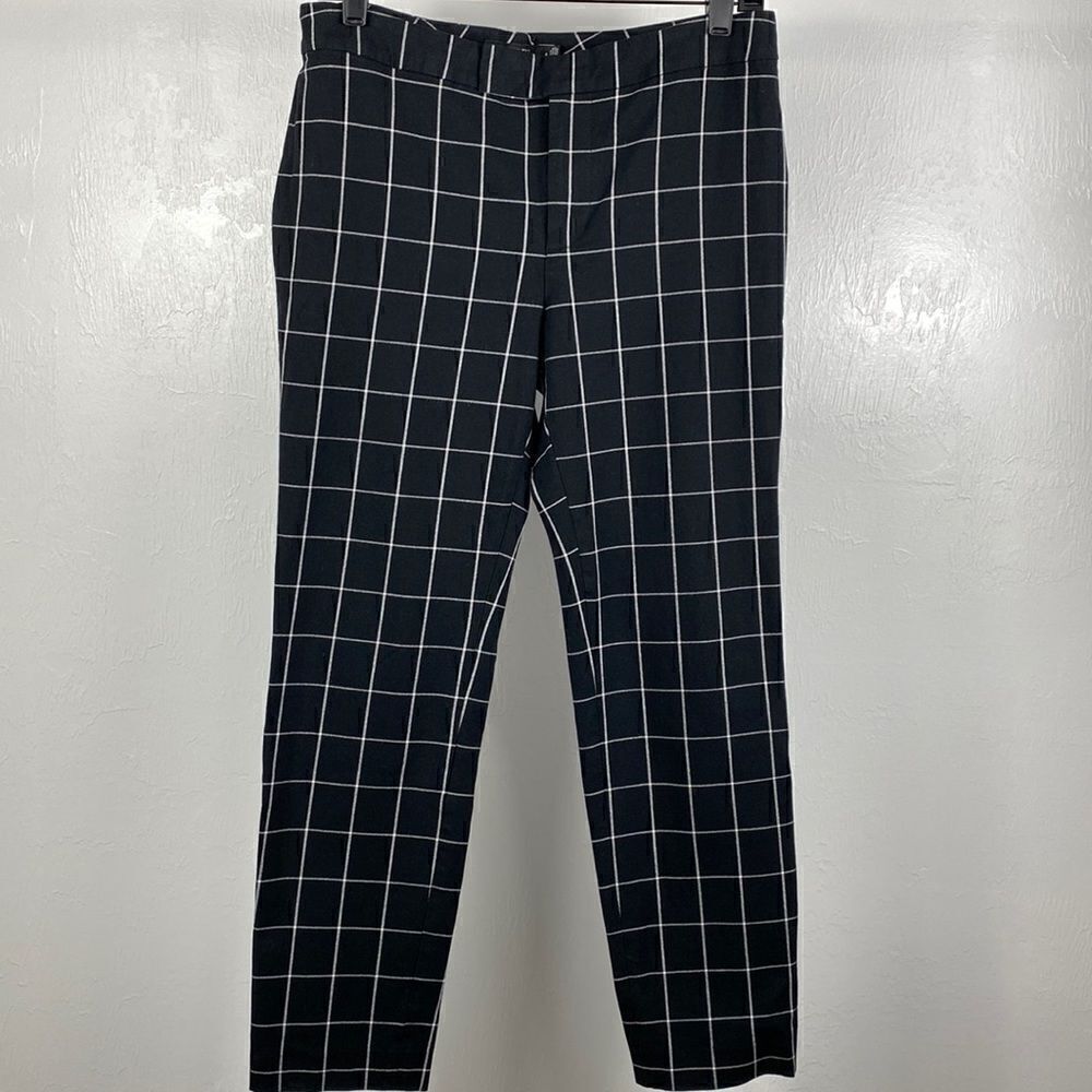 Lauren Ralph Lauren checked mid rise black ankle pants size 6